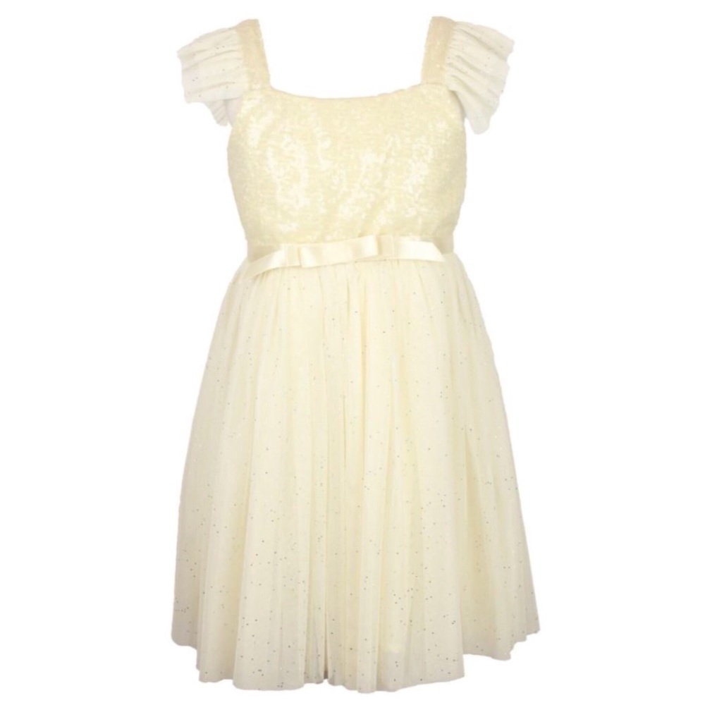 Popatu Girls Cream Sequin Tulle Dress